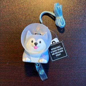 Bath & Body Works Husky Dog with Cone Vet PocketBac Sanitizer Holder Lanyard NWT